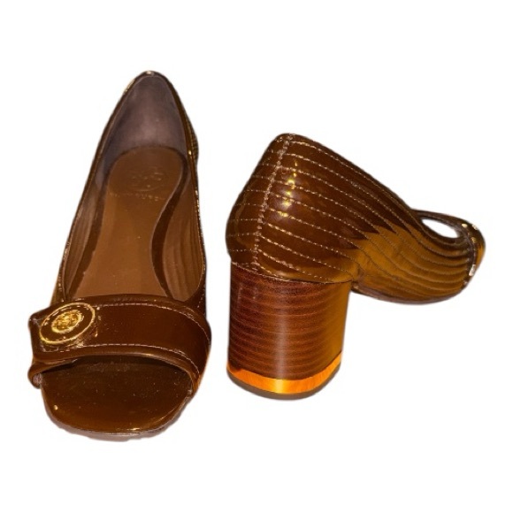 Tory Burch Jaime Patent leather open toe pumps 6.5 - Picture 4 of 7